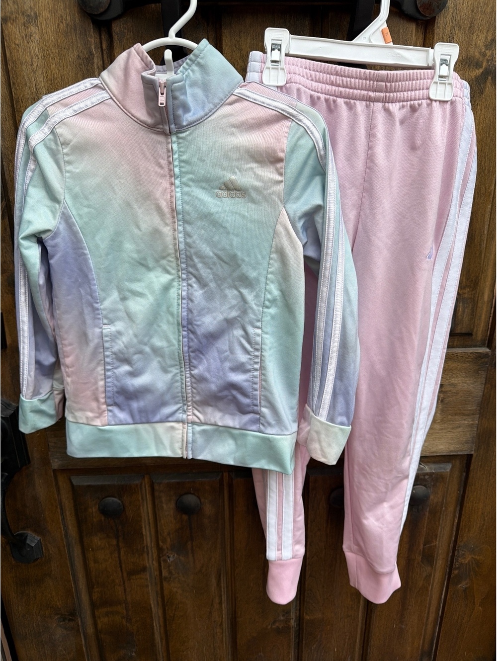 Adidas Girls' Pastel Ombre Track Jacket and Pink Jogger Pants Set Size 7